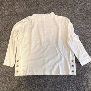 LOFT OUTLET White Long Sleeve Mandarin Collar Tunic Top